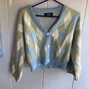 cropped argyle cardigan